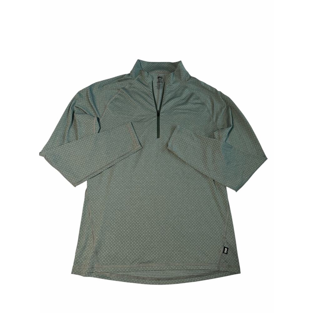 REI Co-Op Sage Green Henley Quarter Zip Geometric Pullover Hiking Small